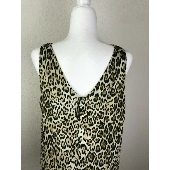 Leyden Womens Size Small Leopard Print V-Neck Blouse Sleeveless - Picture 7 of 9